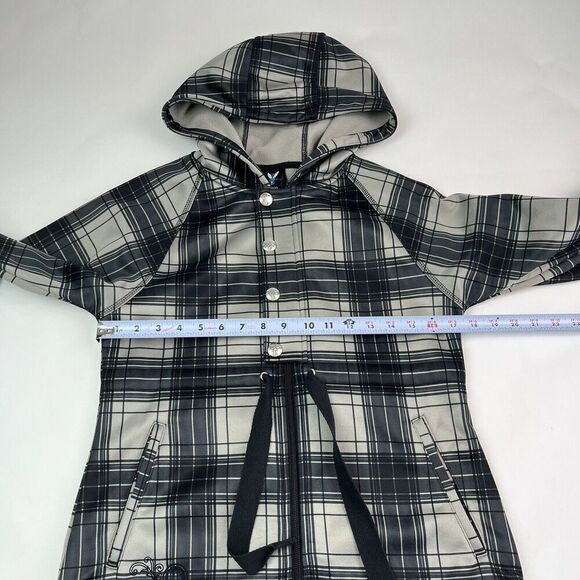 Burton Dry Ride Plaid Tie Waist Fleece Jacket M Gorpcore Hooded Ski Trail Grunge - Picture 6 of 15